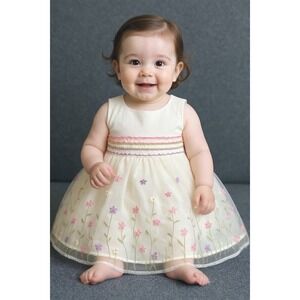 Special Edition 3T Toddler Dress‎ Easter White Pink Flowers